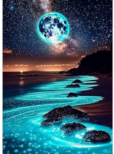AIRDEA Mond Diamond Painting Erwachsene, DIY 5D Strand Diamant Painting Bilder, Bastelset Erwachsene Frauen als Haus Wanddeko 30x40 cm