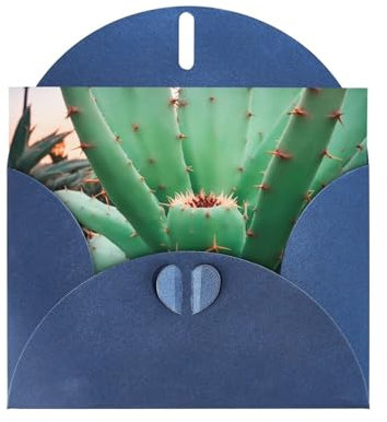 WHJSHOP Agave Kaktus Prints Grußkarte – Premium Perlglanz-Papier, doppelseitiger Perlglanz, Liebesschnalle, Papierumschlag