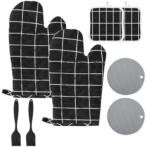 Set de 8 Gants de Four, Gants de Four résistants à la Chaleur et antidérapants, Gants de Cuisine, Gants de Four lavables pour Cuisiner, Cuire et Griller. (Ferreux)