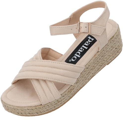 Palado Damen Sandalen Bolognia - elegante Sandaletten mit Keilabsatz - bequeme Sommerschuhe - modische Pantoletten