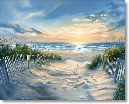 Gutluz Peinture par numéros Paysage Adulte Mer - Peinture par Numbers Paysage Adulte - Peinture par numéros Adultes Toile Pinceau - Kit de bricolage Adultes 50 x 40 cm