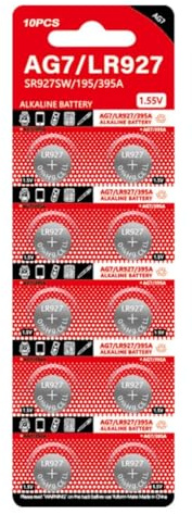 ZYHARUKO Lot de 10 piles bouton alcalines AG7 1,55 V 26 mAh LR57 LR927 395 SR927W SR57 SR927 pour montres et jouets