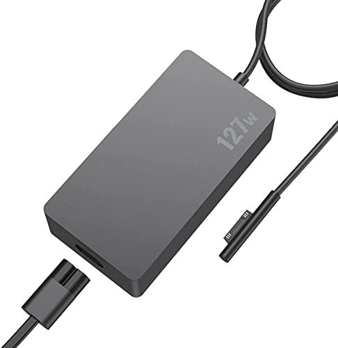 127W Charger Compatible for Microsoft Surface Book 3 2 1, Surface Laptop 6 5 Go2 Studio Go 4 3 2 1, Surface Pro 10 9 8 7+ X 7 6 5 4 3, Surface Go 3 2 1, 11FT Cord&Carry Bag