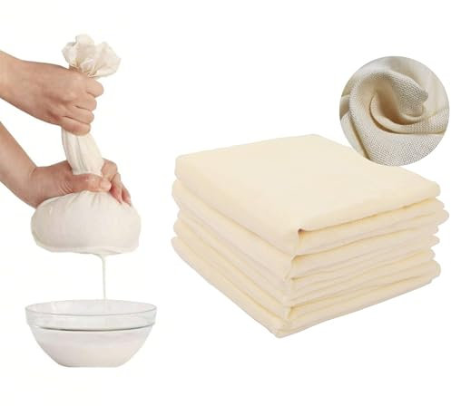 6 Pcs Muslin Cloths for Cooking, Cheese Cloths for Straining, Cheese Cloth | Reusable Washable Grade 100 Muslin Fabric for Homemade Cheese, Yogurt, Butter Making, Baking & Nut Milk | 50x50cm Beige
