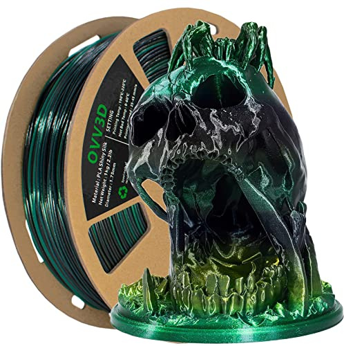 OVV3D PLA Filament 1.75mm, Silk PLA 3D Drucker Filament Maßgenauigkeit +/- 0.03mm, PLA Filament für 3D Drucker, Seide Glänzend Schwarz Grüner, 1kg