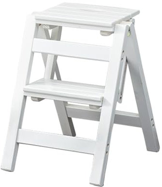 OZBME Escalera de Madera Maciza, Taburete, Silla de Interior, Multifuncional, Plegable, para Uso doméstico (Cuarto Pedido) (un Color, Segundo Pedido)
