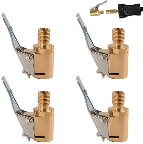 4PCS 8mm Autoventil Hebelstecker Air Chuck, Messing Reifen Ventil Luftpumpe Clip, PVC‑Messing Air Chuck Anschluss, bis 250 PSI, kompatibel mit Auto, LKW, Motorrad, Fahrrad, Luftpumpe und Kompressor