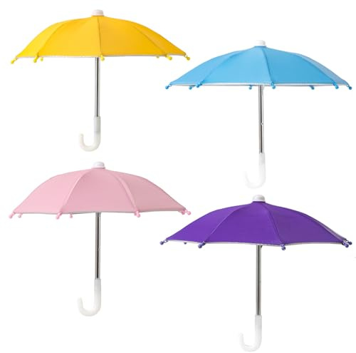 4 Stück Miniatur Regenschirme, Mini Regenschirm Spielzeug, Puppenhaus Zubehör, für Jungen Mädchen Puppen Dekorationen Wohnaccessoires und Spiele Fotografie Requisiten