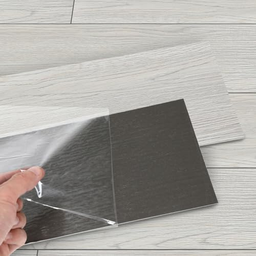 Peviasot PVC Bodenbelag Vinylboden Selbstklebend, 10m²/72 Stück Rutschfest Wasserfest, 91,44x15,24cm Dicke 2 mm Klebefliesen Boden Verschleißfest für Wohnzimmer Küche, Rauchgrau