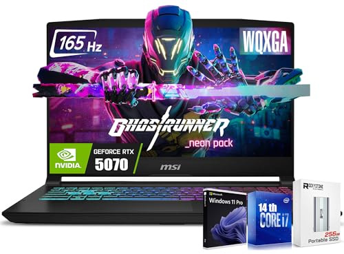 msi Katana HX Gaming Laptop, 15.6” 165Hz QHD IPS Display, 16-core i7-14650HX (UP to 5.2 GHz, GeForce RTX 5070, AI&VR Ready, Copilot+ PC, RGB Backlit Keyboard, Win 11 Pro, Black(32GB DDR5 | 1TB SSD)