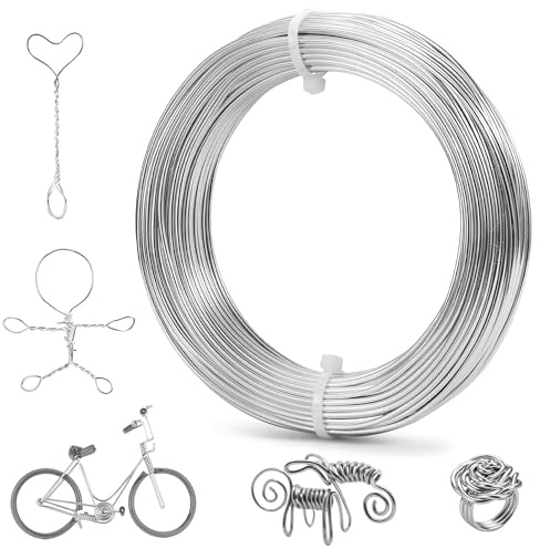 YIYIZI Basteldraht 2mm, Draht Zum Basteln, Aluminium Schmuckdraht, Biegsamer Schmuckdraht Silber für Basteln Schmuckherstellung Bindedraht Modellierdraht DIY, Bonsai-Bäume, Silber, 2mm x 30m