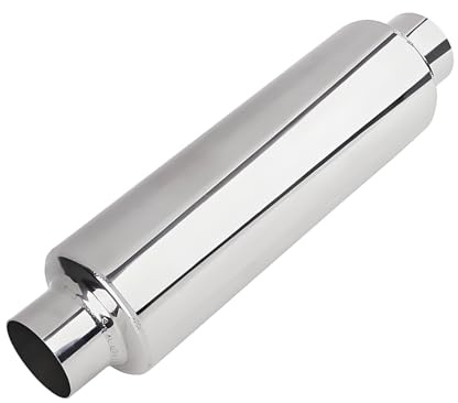 Silencieux, Silencieux Echappement Voiture en Acier Inoxydable de 305 mm avec Sortie D'air de 63 mm Echappement Voiture Universe Tuyau D'échappement à Passage Direct pour Divers Véhicules
