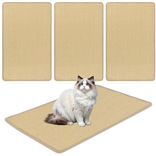 COSTWAY 2 er Kratzbrett Wand, Kratzmatte Katze, 80 x 50 cm, Sisal Katzenteppich selbstklebend, Sisalmatte für Teppich, Stoff, Sofa und Couch, Katzenkratzbretter Kratzpad, Natur