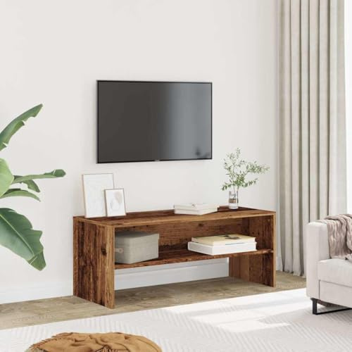 Tonture TV-Regal Altholz-Optik, 100x40x40 cm Holzwerkstoff, robuster TV Ständer für Wohnzimmer, praktischer TV Tisch für Medien und Deko