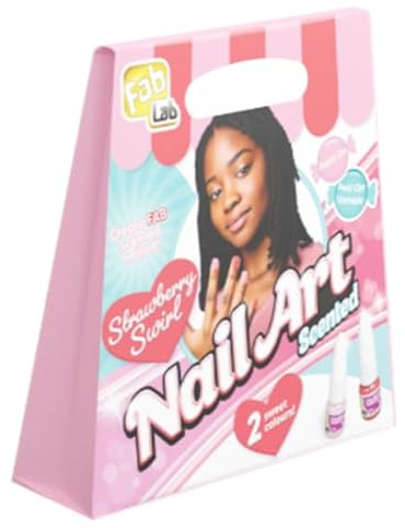 FabLab Mini Sweets - Strawberry Swirl Nail Art | Create FAB Scented Nail Art | Includes 2 Bottles of Sweet Scented Nail Polish and Stickers | Ages 8+