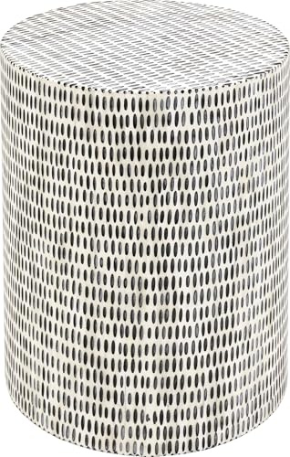 Kare Design Beistelltisch Piano, schwarz/weiß, rund, zylinderförmig, 36cm Durchmesser, Intarsienmuster, Couchtisch, Nachttisch, Dekofläche