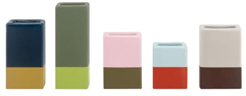 REMEMBER Mini Vasen Dip 5er Set, B 30 x T 30 x H 38-75 mm – Dekoratives Mini Vasen Set aus Porzellan für kleine Blumen und Tischdekoration, Moderne Designvasen im Set