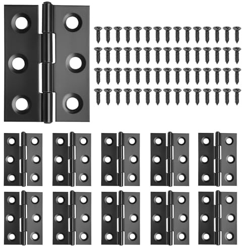 10 Piezas Bisagra de Cajón de Gabinete con Tornillos, 44 × 31mm | Bisagras de Puerta Desmontables Plegables, Juego de Bisagras Negras Bisagras,para Ventanas,Armarios,Cajones,Muebles