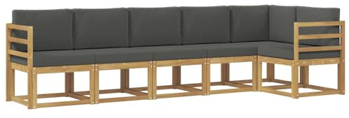 vidaXL Outdoor-Sofagarnitur 6 pcs Weiß und Anthrazit Polyester, Garten, modernes, wetterfestes Ecksofa, Sitzgelegenheit für draußen, Terrassenmöbel, entspannendes Set