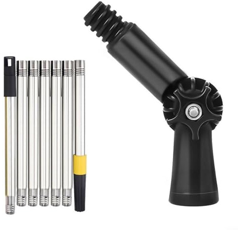 MoSundi Lightweight Gutter Cleaning Tool with 180 Degree Rotatable Head, 111 Inch Adjustable Rod,for Leaf Blower, Safe Roof Cleaning from Ground