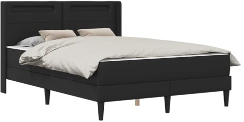 vidaXL Bettgestell mit Matratze Schwarz 120 x 200 cm Kunstleder, Moderner Bettgestell, schickes Schlafzimmermöbel, eleganter Schlafplatz, gemütliches Design für entspannten Schlaf