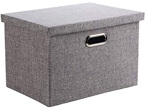 Wintao Aufbewahrungsbox mit Deckel, Faltbare Kisten Aufbewahrung Grau, Groß 44 x 31 x 29 cm, 1 Stück