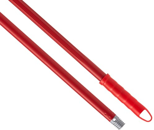 Maya - Palo de Escoba y Fregona ALUPRO de 140 cm en Acero con Recubrimiento Anticorrosión, Mango con Anclaje para Mopa, Repuesto de Rosca Universal, Maneta para Colgar (Rojo)