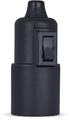 1 x Fassung mit Schalter E27, Lampenfassung aus Thermoplast schwarz, Glattmantel