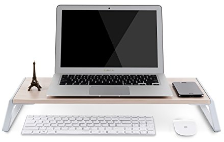 ThingyClub Monitor Stand Riser with Metal Feet for Computer Laptop iMac TV LCD Display Printer, Computer Monitor Riser with Desk Tabletop Organizer 20x9.45inch Sturdy Platform Save Space (White Birch)