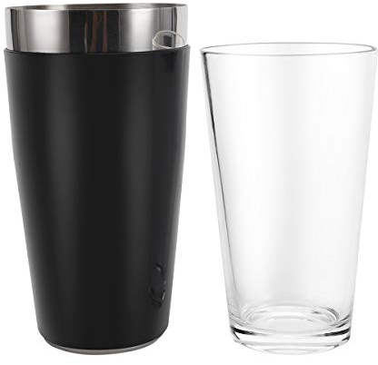 Boston - Shaker da cocktail in vetro da 473,2 ml e acciaio INOX con manicotto in gomma