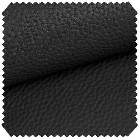 novely® BINAU Kunstleder - Möbelstoff aus Echtleder-Fasern-Kombi - Robuster und Extra Dicker Polsterstoff - Pflegeleichte Meterware 1lfm | Farbe: 07 Schwarz
