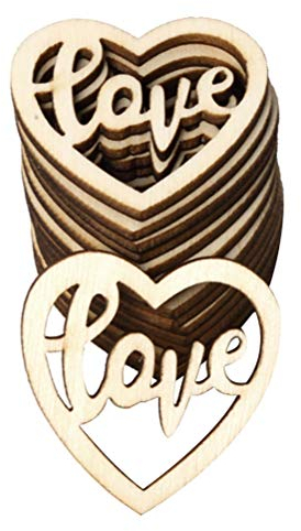 Amosfun Holzherzen Love Herz Holzscheiben Holz Streudeko Hochzeit Tischdeko Hängedeko für Basteln DIY Handwerk Verzierungen 15 Stücke