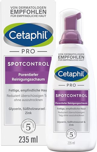 CETAPHIL PRO SpotControl Porentiefer Reinigungsschaum Gesicht, 235ml, Reinigt unreine, fettige, zu Akne neigende Haut ohne auszutrocknen und hilft bei Pickeln und Mitessern, Mit Glycerin und Allantoin