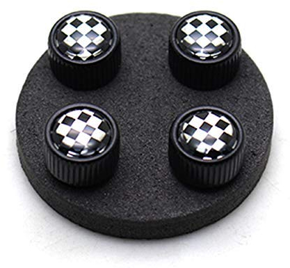 YaaGoo 4 x Ventilkappen für Mini Cooper Reifen (schwarz Checker)