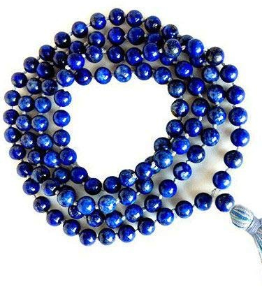 Natürliche AAA-Halskette Lapislazuli 108 Mala Lapislazuli Mala 108 Gebetskette Mala Halskette Handgeknüpft Mala Armband Japa Mala 8 mm runde Perlen Meditations-Quaste Buddhistische Mala