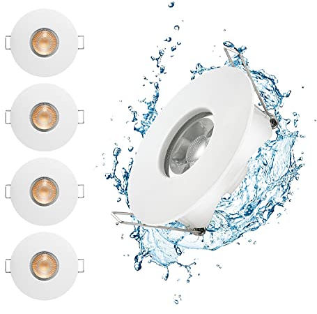 Linkind Downlight LED Empotrable Pequeño 65mm-75mm, IP44 Impermeable, Foco Empotrable LED Techo 5W, Blanco Calido 3000k 470lm, Ojos de Buey Redondo LED Ultradelgado, Pack de 5