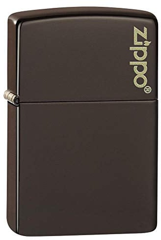 Zippo Pocket Lighter, Metal, Brown Logo, One Size