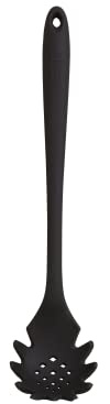 GIR: Get It Right Silicone Spoon, High Heat Resistant Kitchen Tool - Non Toxic Cooking Utensils for Nonstick Cookware, Cooking, Strainer, and Serving, Spaghetti - 13 in, Black