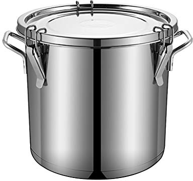 Olla de Acero Inoxidable, Acero Inoxidable Sellado Barril de Almacenamiento con Tapa - diámetro 40 cm, Altura 40 cm, 50 L