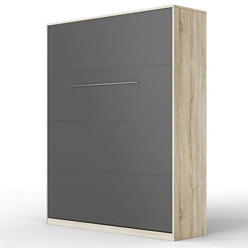 SMARTBett Schrankbett Standard Eiche Sonoma/Anthrazit 160 Vertikal Standard