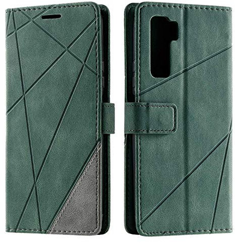 SONWO Funda para Huawei P40 Lite 5G, Flip Folio Libro Cartera Carcasa para Huawei P40 Lite 5G Cáscara de TPU, con Cierre Magnético, Ranura para Tarjeta, Verde