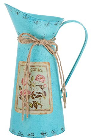 Holibanna Shabby Chic Rustique Ferme Cruche Vintage Fleur Pichet Vase en Métal Galvanisé Pot De Fleur Fleur De Fer Seau Table Maîtresse Planteur