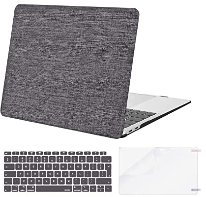 MOSISO Hülle Kompatibel mit MacBook Air 13 Zoll 2020 2019 2018 Freigeben A2337 M1 A2179 A1932 Retina Display mit Touch ID, Schutzhülle Stoff Hartschale & Tastaturschutz & Displayschutz, Grau