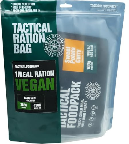 Tactical Foodpack Ration Vegan - Gefriergetrocknete Mahlzeiten I zum Verzehr bereit I MRE I Survival I Outdoor Nahrung I Trekking Nahrung I Expedition I Office