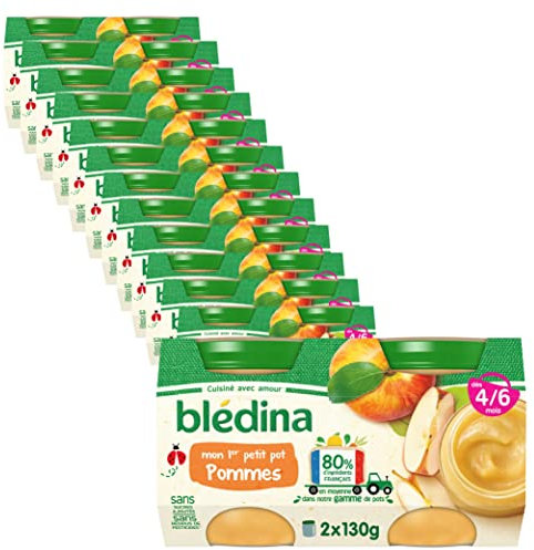 Blédina - Mon 1er Petit Pot bébé - Pommes - 80% d'ingrédients Français - De 4 à 6 mois - 24 pots de 130g