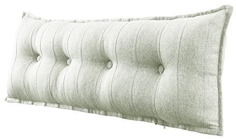 VERCART Couchkissen Groß Dekokissen Kopfteil Gepolstert Kissen Rückenlehnen Sofakissen Lesekissen Perfekt als Unterstützend Rückenkissen Bett Lendenkissen Wandkissen Abnehmbarem Leinen Weiß 120cm