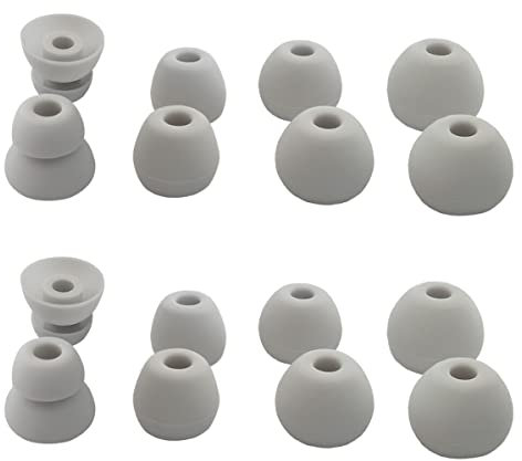 Luckvan Silicone Earbuds Tips for Beats Flex, Beats X, Powerbeats Pro Replacement Eartips 8 Pairs L/M/S Double Flange Rubber urBeats3 Powerbeats 3 & 4 & 2 Ear Tips Gray White