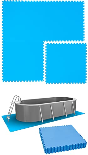 EYEPOWER Tapis de Piscine 7,6 m² - 12 Tapis de Sol EVA 81x81 - Jeu de Dalles Protection Extérieure