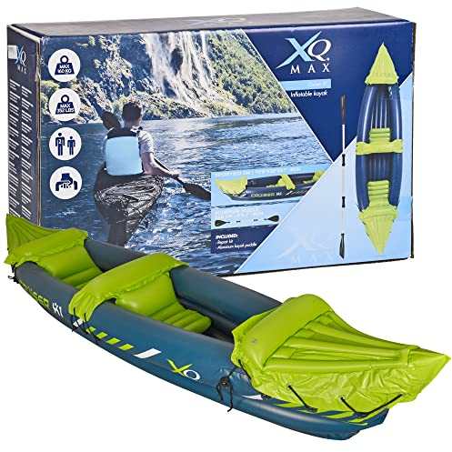 Two Person PVC Outdoor Compact Inflatable Kayak Canoe Rubber Dinghy Boat Set with Aluminium Paddle & Repair KIT | 53cm x 81cm x 325cm