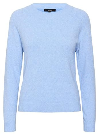 VERO MODA Women's Vmdoffy LS O-Neck Blouse Ga Noos Sweater, Little Boy Blue/Detail: Melange, XL
